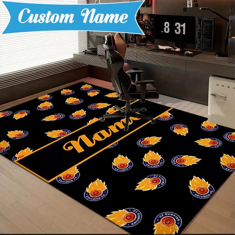 Custom Name Saiyans Football Crest Rug Game Carpet, Floor Mat for Bedroom Living Room Entryway Rug, Home Decor Idea Gift for Christmas birthday