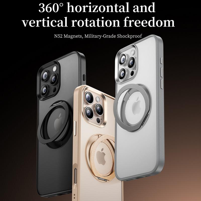 Чехол-книжка с магнитным креплением, вращающимся на 360 градусов, для iPhone 16, 15 Pro Max, 14 Pro, с мягким краем, противоударный, прозрачный матовый чехол для телефона