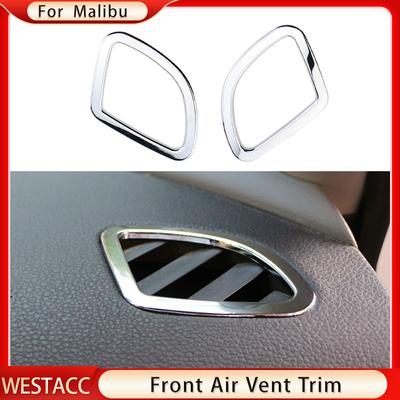 2 шт./компл. ABS хромированная передняя наклейка для автомобиля с кондиционером, вентиляционная розетка переменного тока для Chevrolet Chevy Malibu 2012 2013 2014 2015