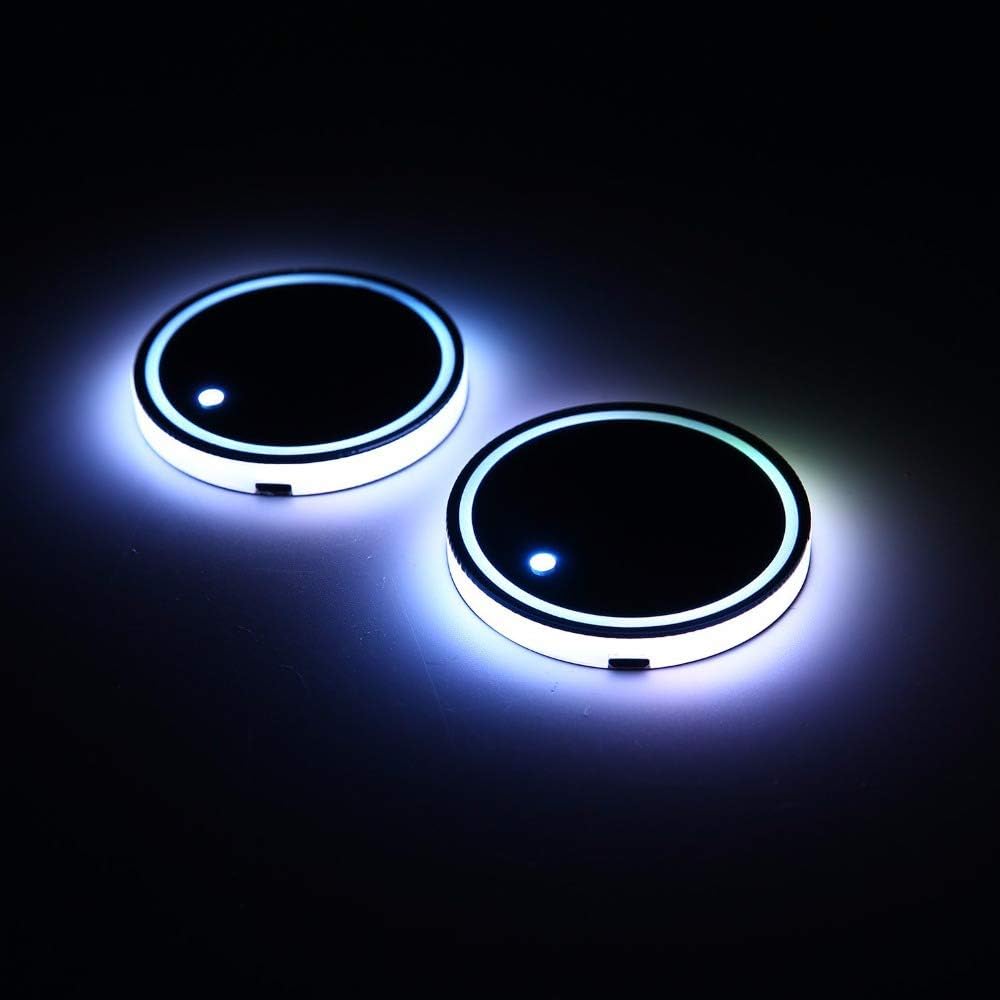LED Cup Holder Lights, 2Pcs LED Car Coasterss With 7 Colors Luminescent Light Cup Pad, USB Charging Cup Mat For Drink Coaster Accessories Interior