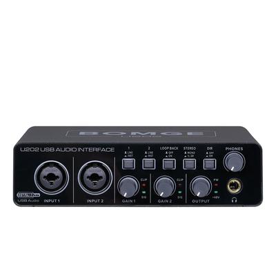 USB Аудиоинтерфейс BOMGE U202 с микрофоном для компьютера и подкастинга, предусилители, порты XLR/TSR/TS, 48 В, разрешение 32 бит/192 кГц, запись,