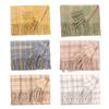 Women Scarf Plaid Pattern Tassel Decoration Thickened Scarf Long Warm Plush Neck Wrap Clothes Accessories