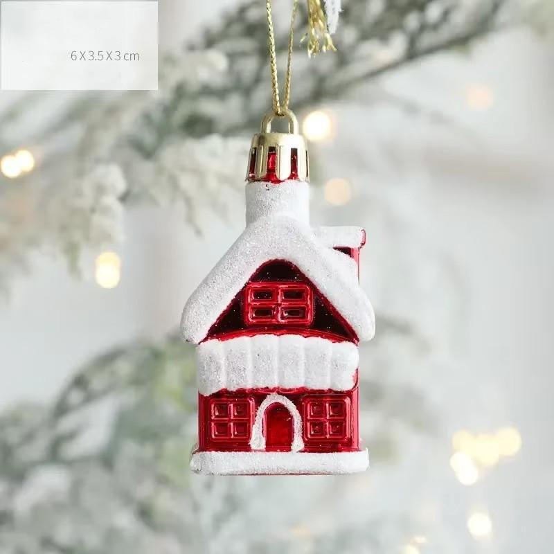2pcs New Christmas Snowman Mini Decoration Christmas Trees Small Pendant Father Christmas Cabin Ornaments Party Arrange Supplies