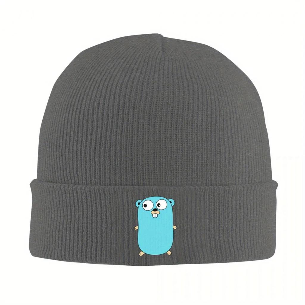 Новая теплая вязаная шапка-бини с изображением Gopher из Go Golang, модная шапка-колпак, осенне-зимние головные уборы для улицы, унисекс, женские, взрослые