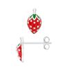 Серьги - ЛЕА &; АРТУР - мотивы КЛУБНИКА - Серебро 925 - КРАСНО-ЗЕЛЕНАЯ эмаль - Clou-Puce