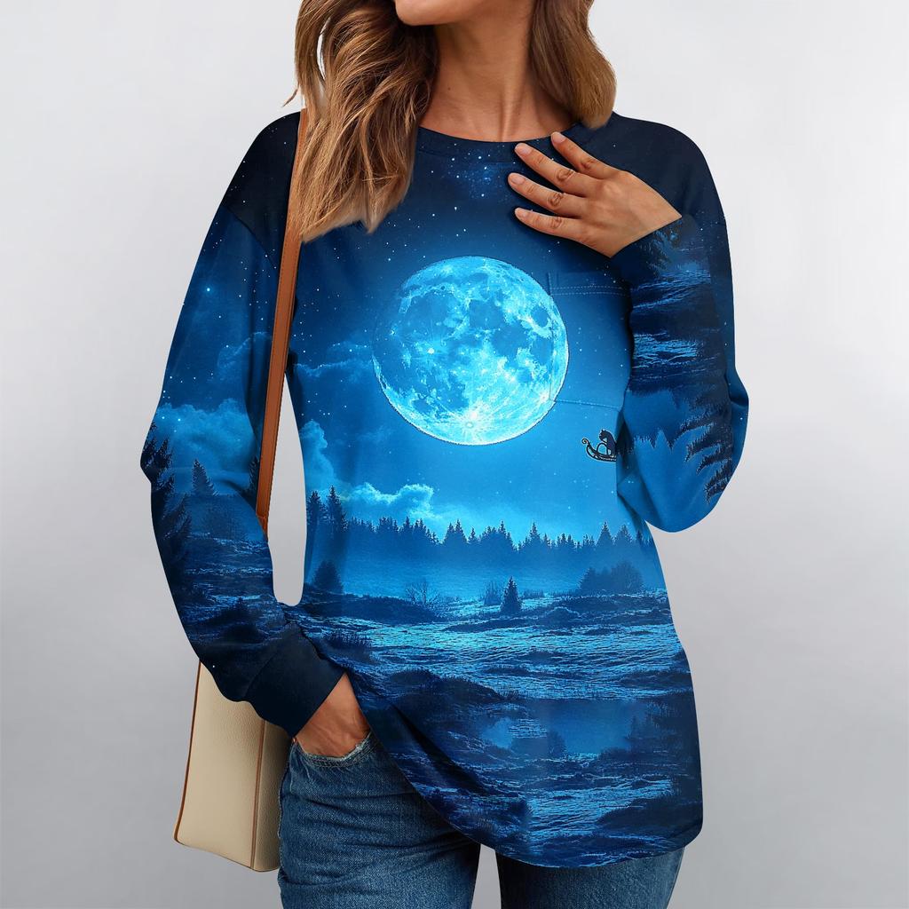 Женские рубашки с длинным рукавом, топы свободного покроя с круглым вырезом, повседневные осенние модные футболки, блузки с карманами, одежда