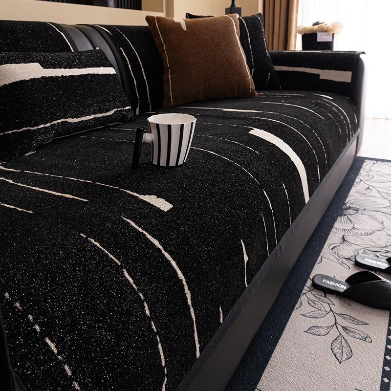 Шенилловая подушка для дивана, универсальная для всех сезонов, нескользящая и грязеотталкивающая подушка для сиденья Новый чехол для кожаного дивана Ткань для чехла