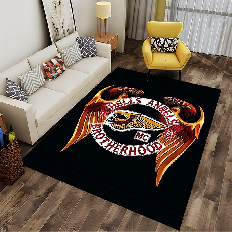 Winged Skull Motorcycle Design suitable as a non-slip mat for the living room or bedroom sofa