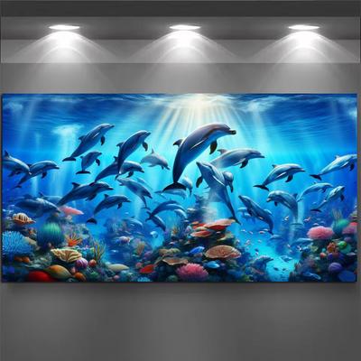 Дельфин Подводный пейзаж Большой размер Алмазная живопись Сделай сам Полная квадратная круглая выкладка Стразы Вышивка Морские животные Мозаика Наборы для вышивания крестом