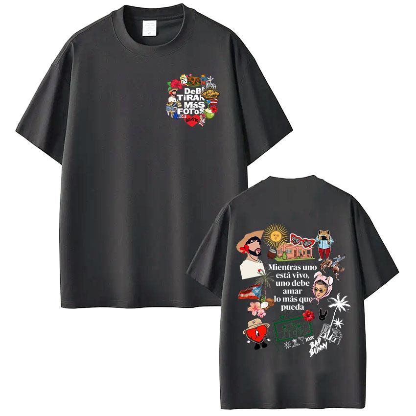 Rapper Bad Bunny Tshirt Debi Tirar Mas Fotos DTMF T Shirts Unisexs Unisex Clothing Fashion Hip Hop Cotton Casual Oversized Tshirt