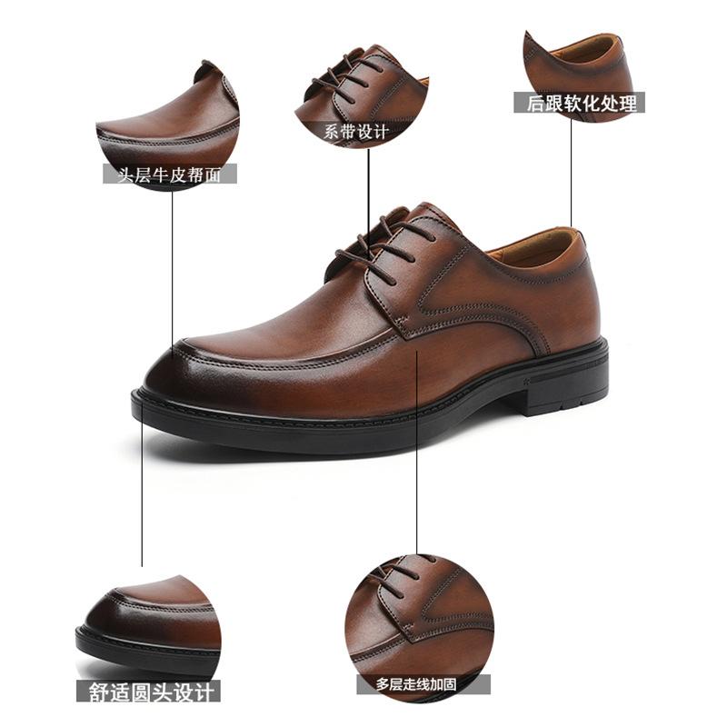 Spring Casual Men's Shoes Formal Leather Shoes Men's Leather Breathable Black Handmade Shoes Men's Leather Shoes Work Business Commute