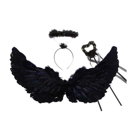 Angel Wings for Kids Girls Feather Angel Wings Costume with Headband Wand Halloween Cosplay Party Dress Up Props