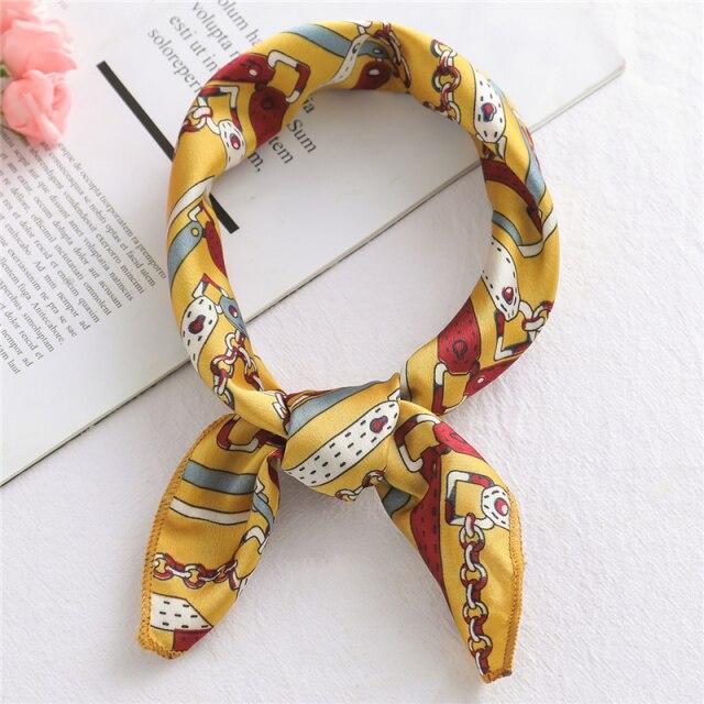 2021 Small Size Women Scarf Fashion Print Silk Scarves Square Neck Office Satin Handkerchief Bandana Foulard