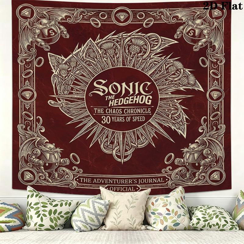 Sonic Hedgehog Wall Tapestry Aesthetic Wall Hanging Printed Fabric Blanket Decorative Tapestries For Bedroom Living Room Home Decor