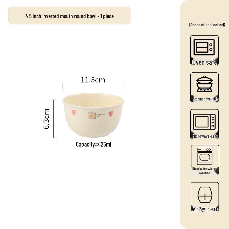 Керамический набор столовой посуды «Кремовая глициния»: Миска для риса, Суповая миска, Круглые и Глубокие тарелки