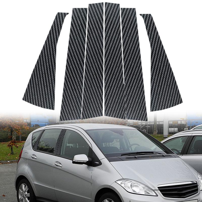 6 шт. карбоновых накладок на стойки дверей и окон автомобиля, наклейки на стойки BC, подходят для Mercedes Benz A Class W169 5-дверный хэтчбек 2005-2012