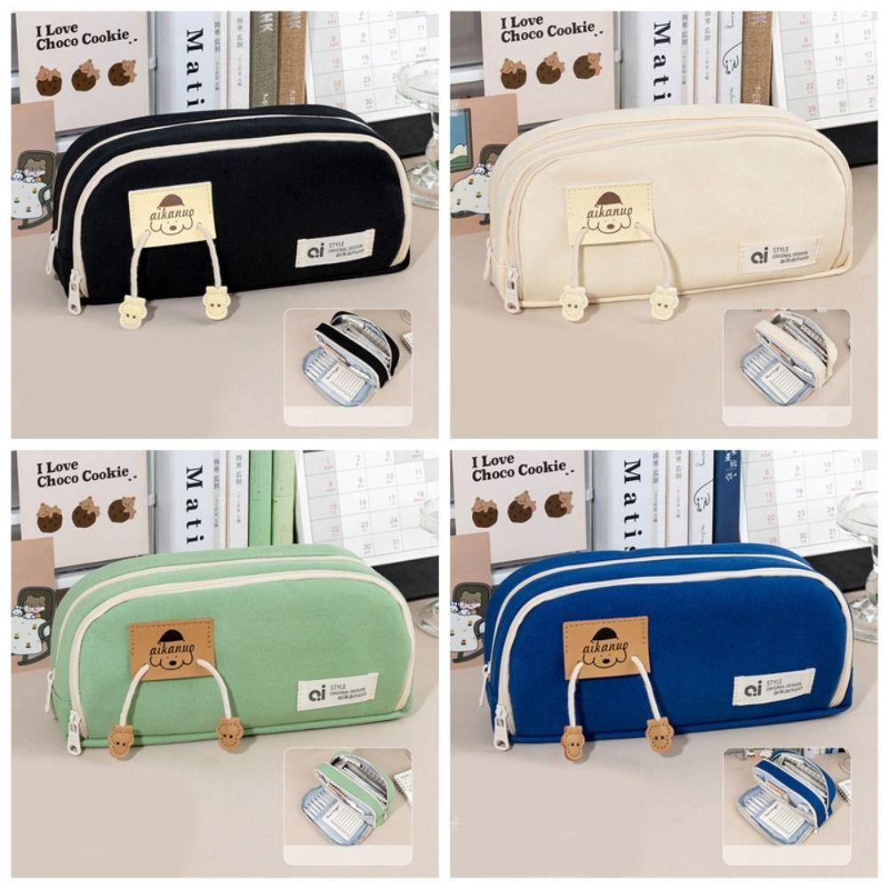 Korean Style Canvas Stationery Bag Desktop Storage Puppy Pencil Pouch School