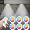 RGB Цветные Подшкафные Светильники Беспроводные на Батарейках Светодиодные Фонари с Пультом Дистанционного Управления Диммируемые Ночные Светильники для Шкафа в Спальню Кухню