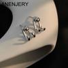 Silver Color Geometric Back Hanging Stud Earrings for Women New Fashion Personality Hip-hop Party Jewelry
