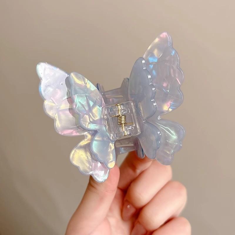 Colorful Butterfly Hair Clip for Women Sweet Flower Frangipani Hair Claw Clips Acetic Acid Hair Accessories Ponytail