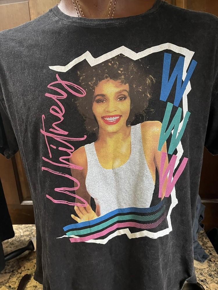 Whitney Houston Ladies T-shirt 80s Oversized Black Large Official