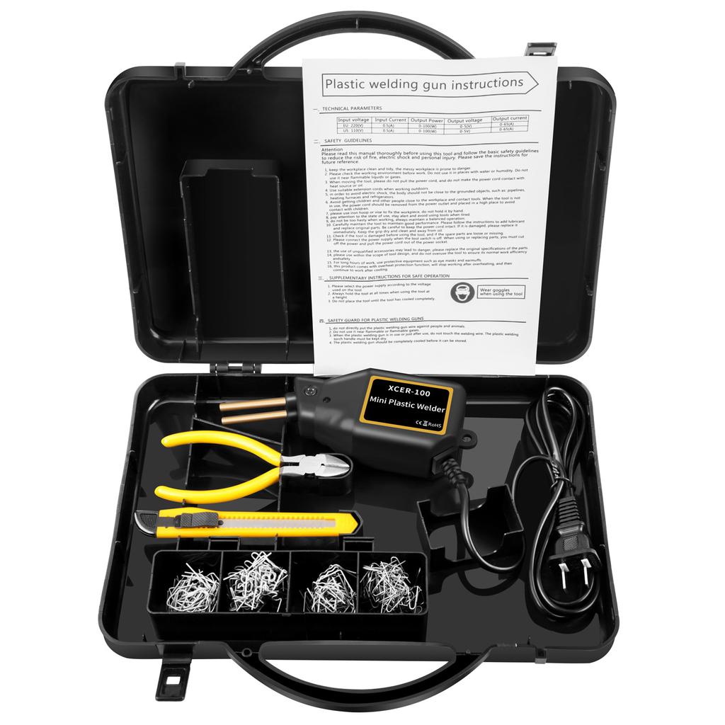 Новый сварочный аппарат для пластика, мини-тепловая пушка 100 Вт, горячий степлер, сварочный аппарат для пластика, Pro, автомобильный бампер, электронный набор инструментов для ремонта пайки