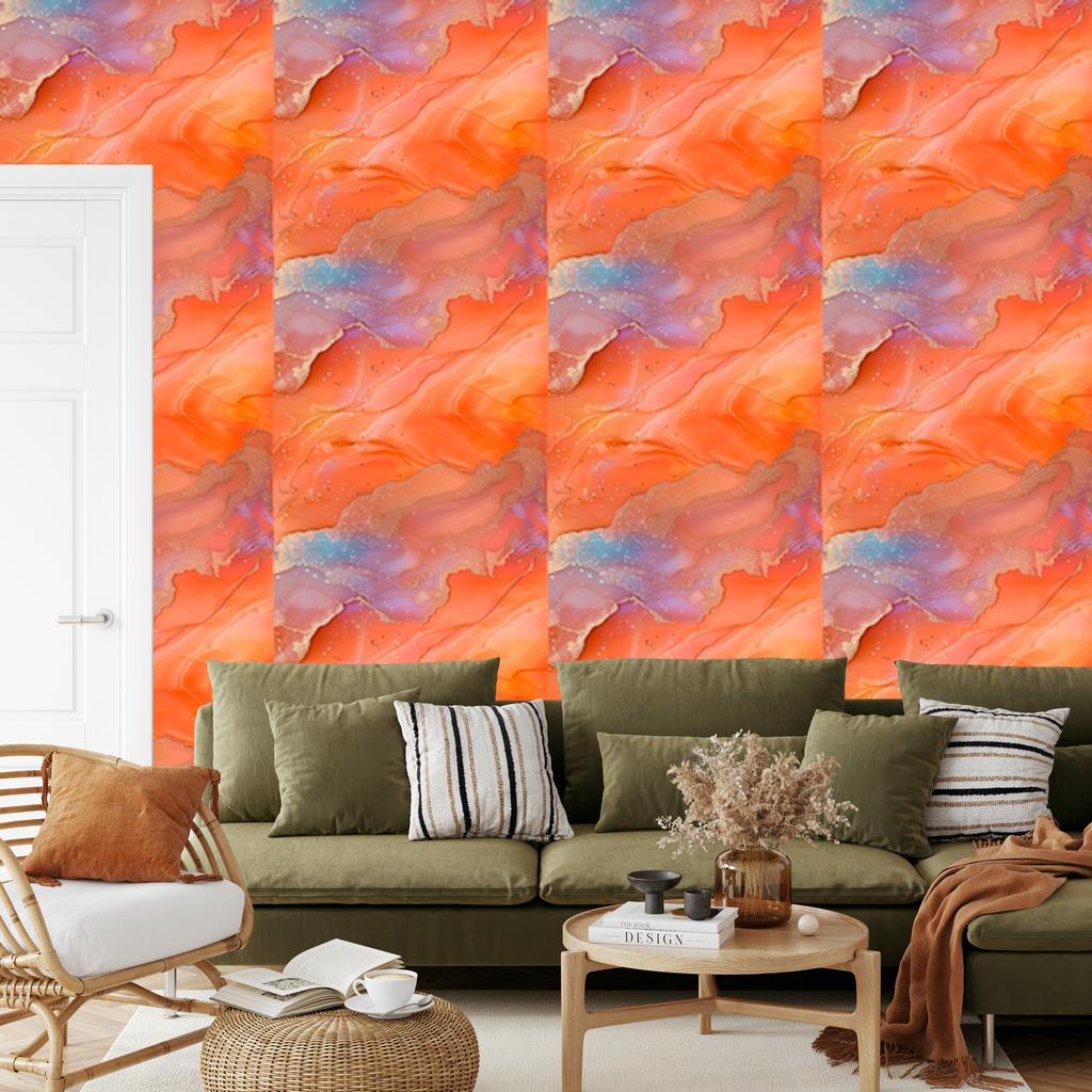 Peach, coral and red ink wallpaper 50x1000
