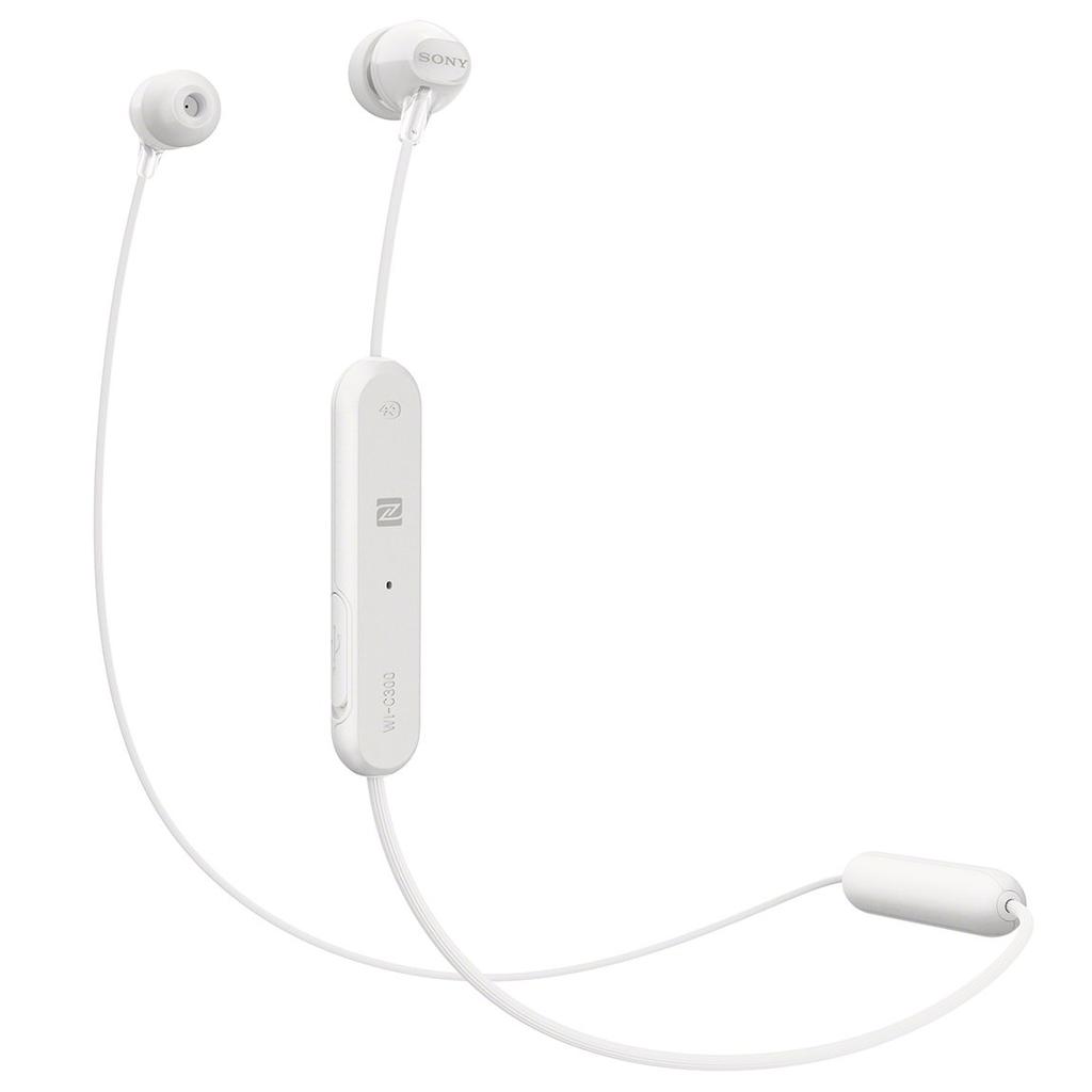 Sony Wireless Earphones Bluetooth Up To 8 Hours of Continuous with 2018 White W WI-C300 Compatible, Playback, Microphone, Model, WI-C300