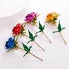 1 Pcs Women Scarf Pin Jewelry Gift Enamel Rose Flower Brooch Wedding
