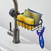 Faucet Shower Rod Assembled Kitchen Washing Sponge Holder Faucet Caddy Shower Soap Basket,Bright Silver Color