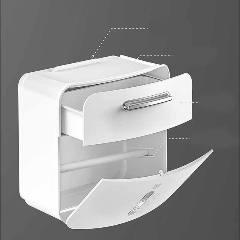 Punch-free Toilet Paper Holder Box Waterproof Tissue Storage Box Bathroom Rack Wall Mounted Kitchen Bathroom Storage Holder
