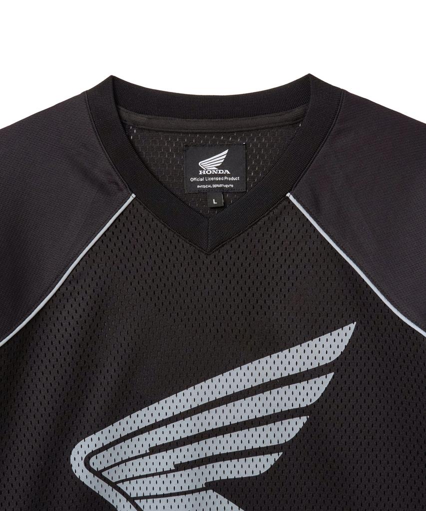 PHYPS MOTORCYCLE Mesh Piping Block Motorcycle Short Sleeve Black