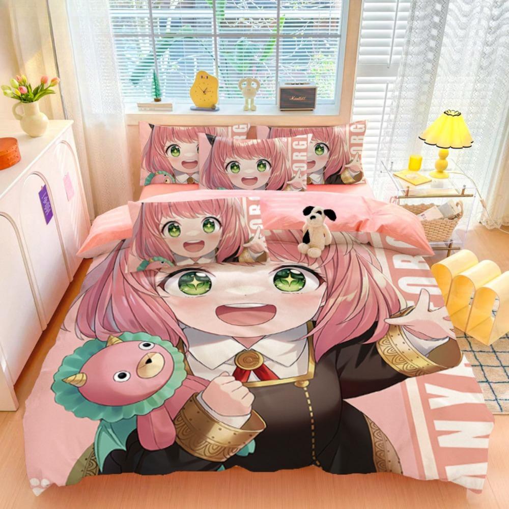 Мультяшная аниме-девочка, Наборы постельного белья из микрофибры, Детский декор для кровати Пододеяльник для подростков взрослых 3 предмета на молнии Декор комнаты