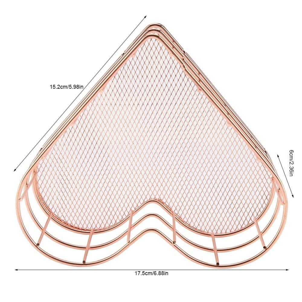 Rose Golden Heart Shape Storage Basket Heart Shaped Metal File Storage Basket Household Use