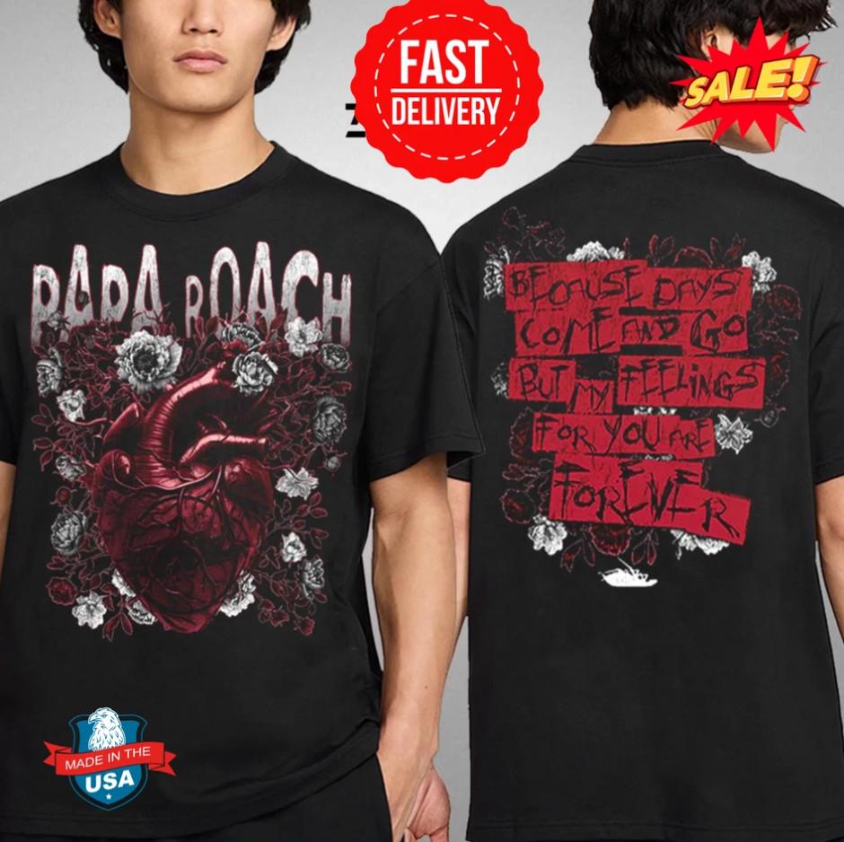 Papa Roach The Rise Of The Roach Tour 2025 Tshirt size S5XL Unisex T-Shirt