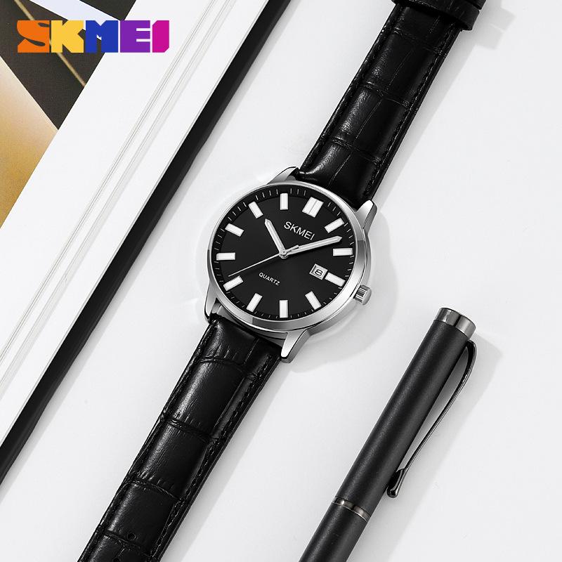 Мужские повседневные часы Moment Beauty 2252, кварцевые часы, водонепроницаемые, с кожаным ремешком, простые часы с календарем