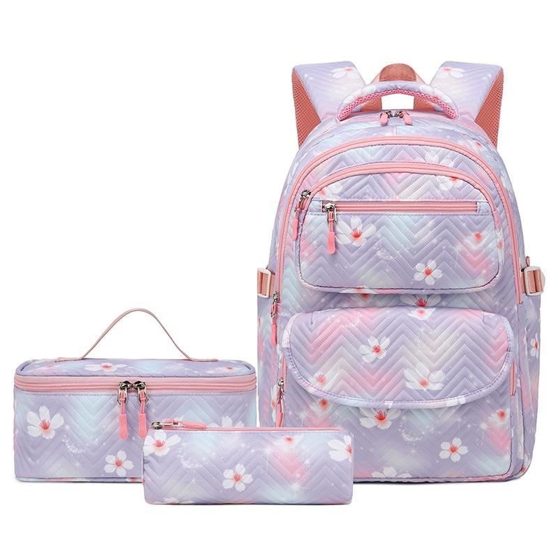 Women Backpack Printed Bag Three-piece Set Clear Sweet Student Backpack Fashion Backpack