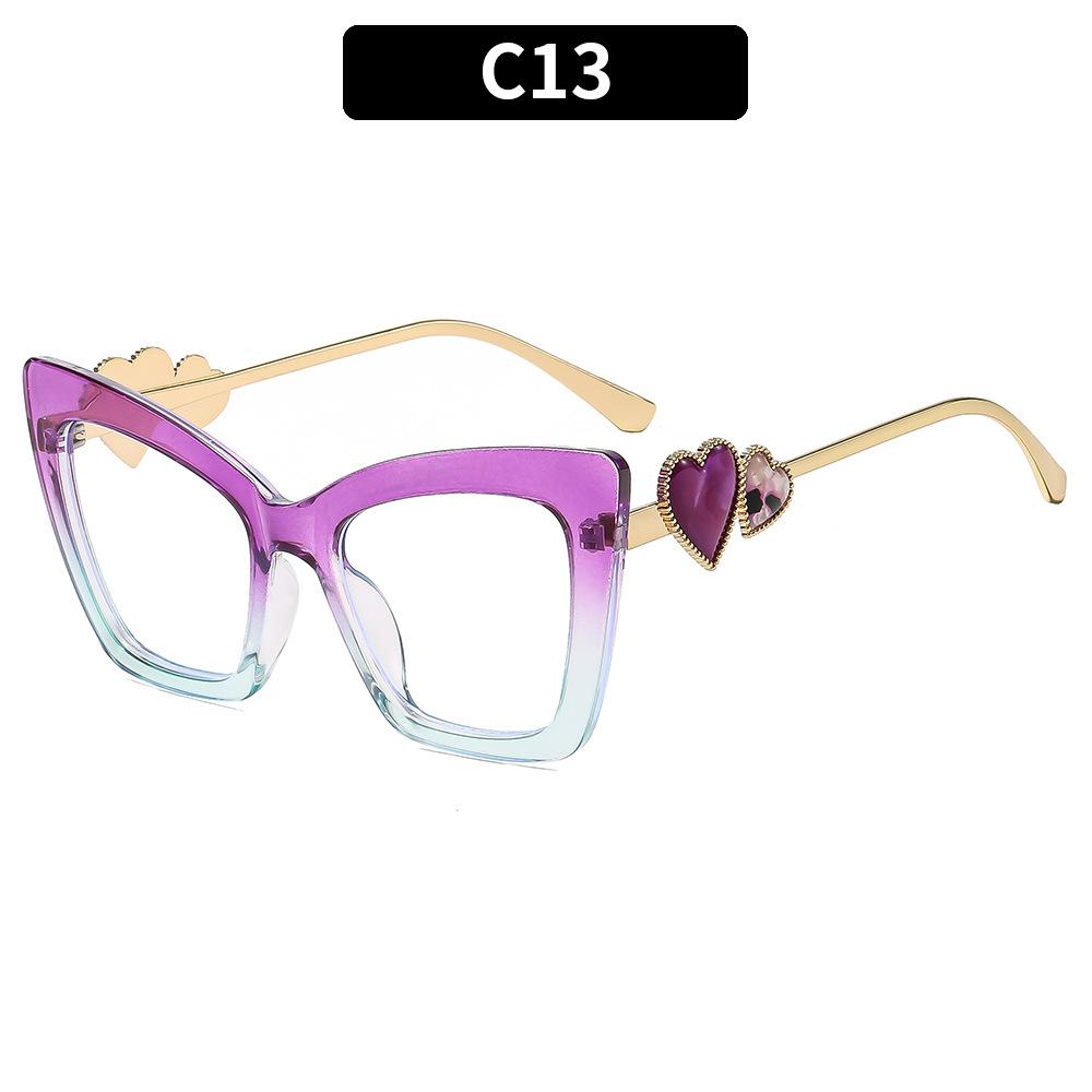 New European and American fashion cat eye high-end sunglasses street shooting versatile plain face personalized sunglasses trendy brand glasses