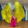 1 Set Performance Telescopic Rod 360 Wings Egyptian Degree Belly Dance Cape with Costume Pleated Bright