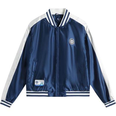 Li Ning Полосатая Лоскутная Молния Удобная Воздухопроницаемая Спортивная Куртка Женская Куртки Темно-Синий Кремовый AFDU818-2