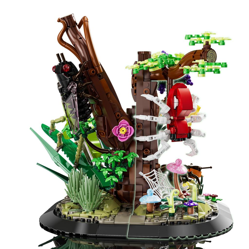 MOC Конструкторы Серия Насекомые и Природа - Модель Муравья/Цикады/Черепахи/Рыбы-дьявола/Кальмара/Кузнечика/Паука Сделай сам Игрушки для Детей Подарок