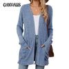 Autumn and Winter Women's Blouse Solid Colour Pockets Long Sleeve Bottom Cardigan Knitwear