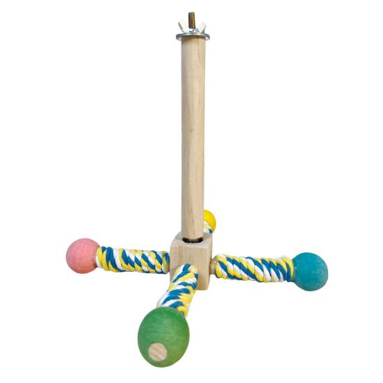 Parrot Stand Perch Toy Interactive 360 Degree Rotation Spinning Parakeet Toy Wooden Exercise Wheel Cockatiel Enrichment Toy Birdcage Accessories