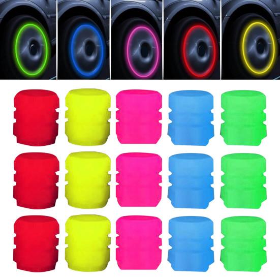 Светящиеся в темноте колпачки для вентилей шин Универсальные колпачки для штоков вентилей шин для автомобиля, грузовика, внедорожника, мотоцикла Ночные предохранительные огни Пылезащитные аксессуары для шин