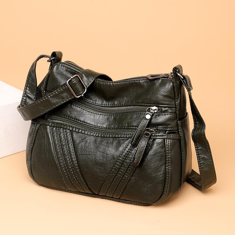 Женская кожаная сумка для матери среднего возраста, сумка через плечо, сумка с несколькими карманами