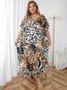 Bohemian Leopard Print Women Kaftan Long Dress Beach Wear Plus Size House Robe Bathing Suit Cover Up Homewear Beach Dress Q1469