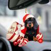 Dachshund Pendant Auto Rearview Mirror Ornament with Lanyard Easy To Hang Realistic Shape Christmas