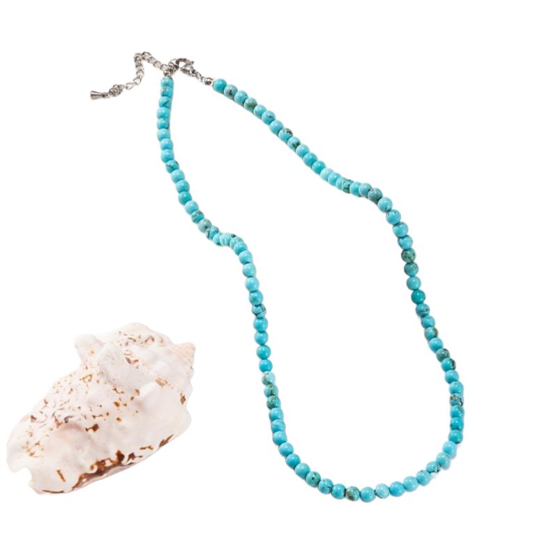 Натуральное синее бирюзовое круглое бусины Ручная работа Ожерелье, Богемный Стильный Элегантный Ежедневный Отпуск Украшения, Лучший Выбор для Подарка Маме