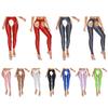 Women Shiny Tights Open Crotch Panty Trousers Sports Yoga Trousers Stretch Leggings Workout Training Stockings