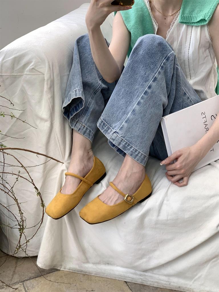 Сказочная квадратная голова с юбкой туфли бабушкины 2025 весна ремешок с пряжкой на одно слово плоская подошва вечерний бриз нежные одинарные туфли маленькие кожаные туфли